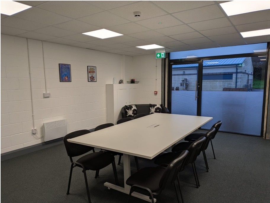 Meeting room with table and seating